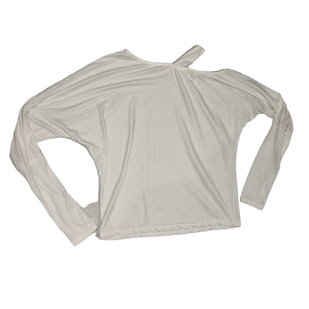 white off the shoulder ribbed long sleeve